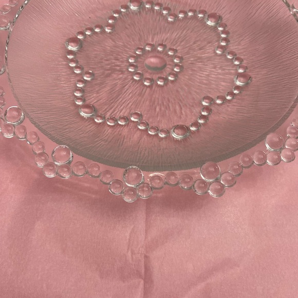 EUC Vtg Masserini Barocca Bubble and Textured Glass Dish Flower Shape on Bottom - Picture 5 of 13